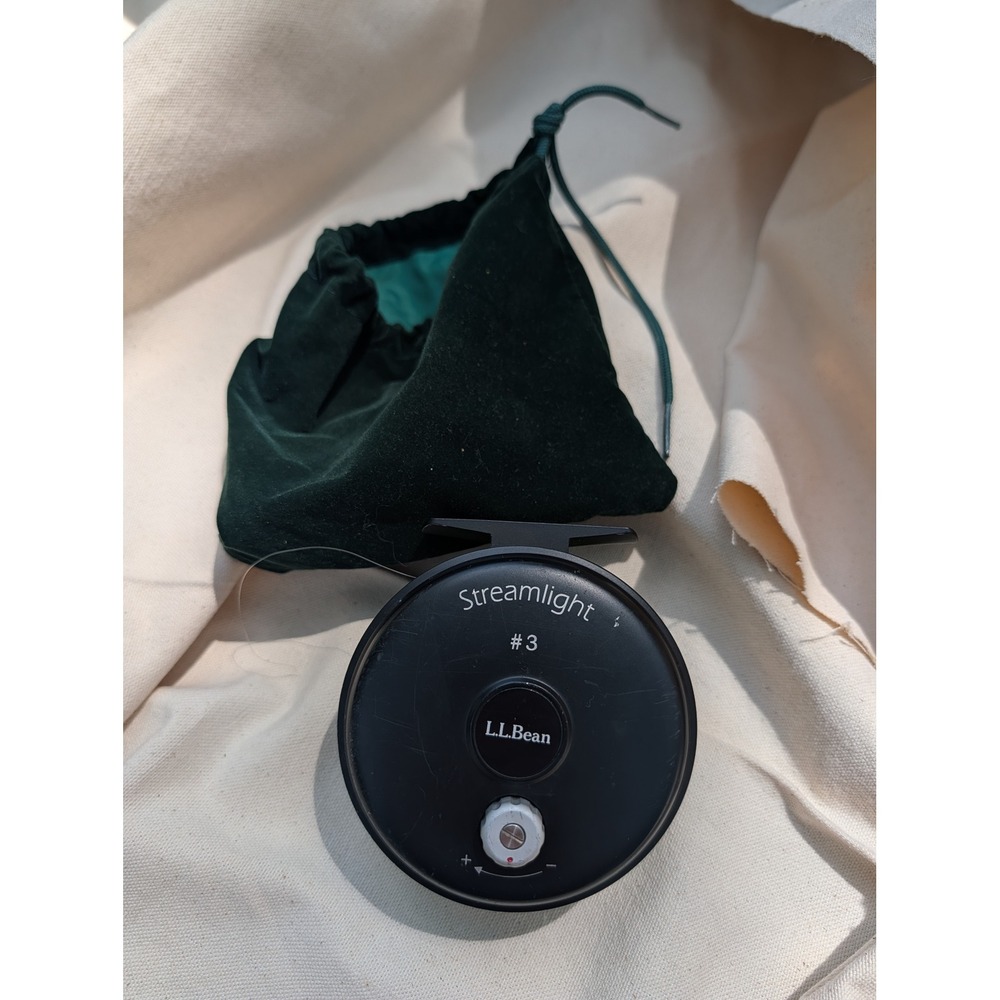 LL Bean Streamlight #3 Fly Fishing Reel with Line and Pouch Black